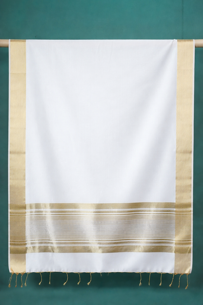 UTSAV BANARAS 256: Classic White Banarasi Raw Silk Saree with Zari Woven Palla