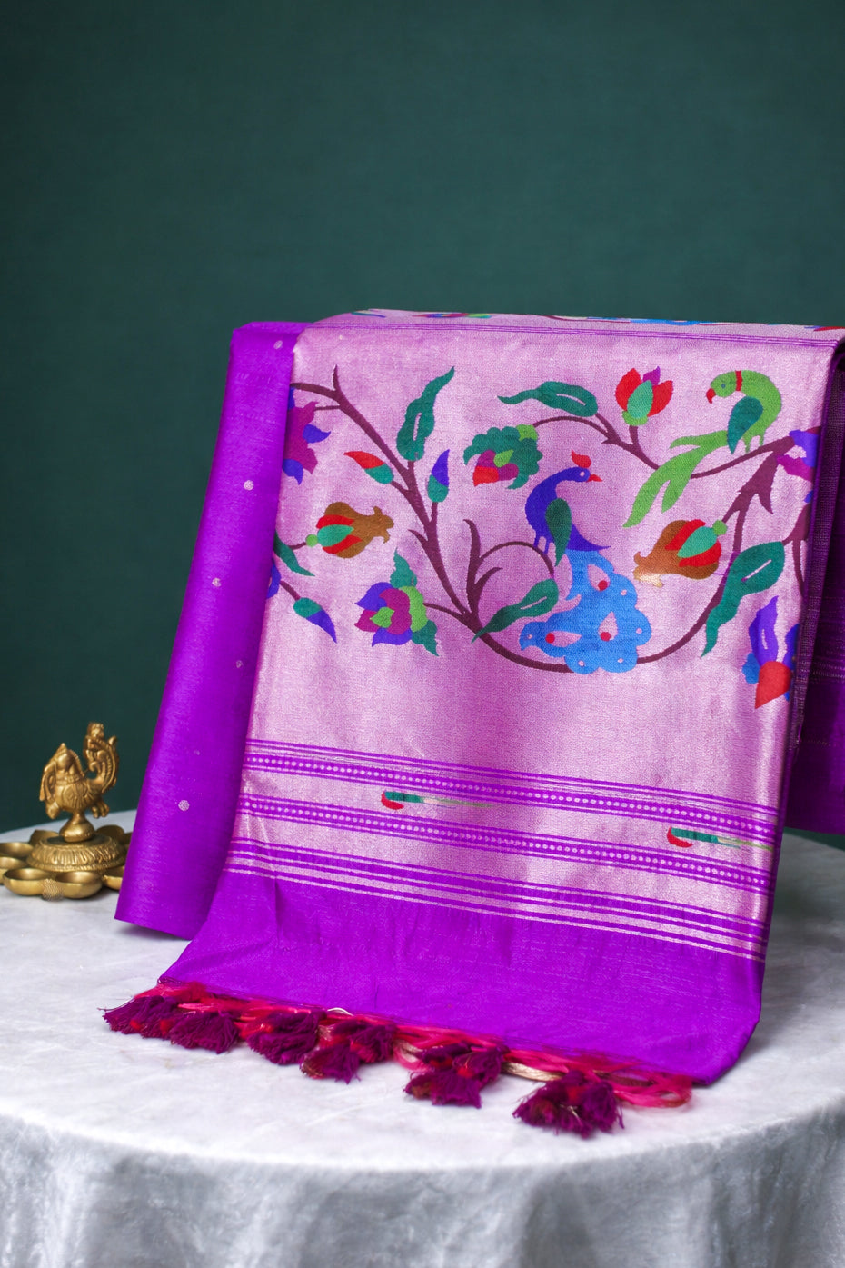 "UTSAV BANARAS 253" Banarasi Peacock Magenta Paithani Silk Saree