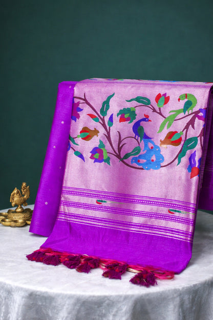 "UTSAV BANARAS 253" Banarasi Peacock Magenta Paithani Silk Saree