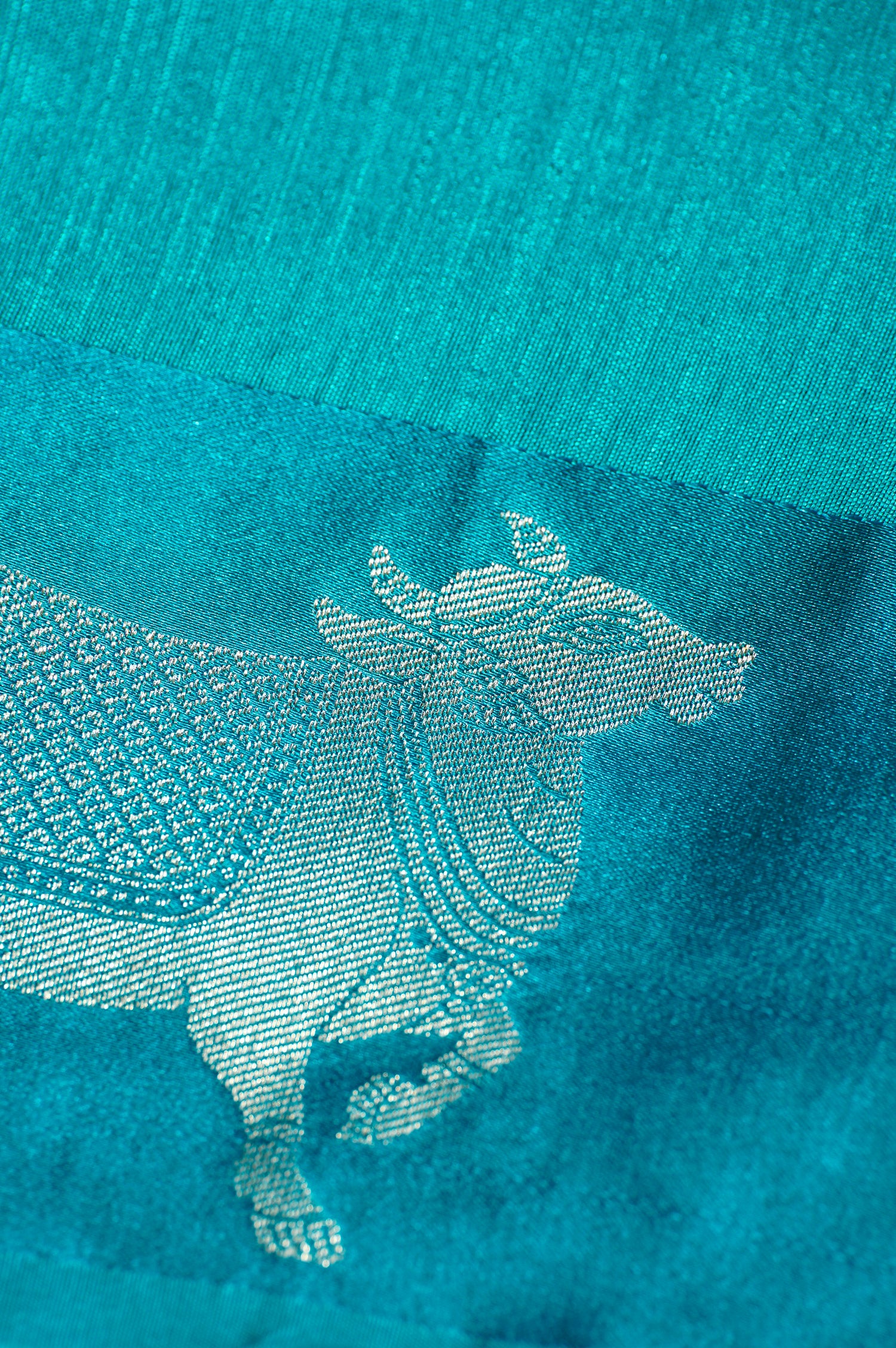 UTSAV BANARAS 247: Sea Green Banarasi Raw Silk Saree Elegant Animal Motif Weave