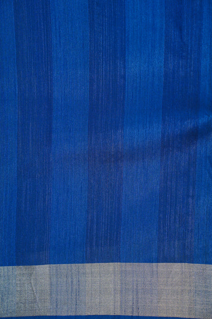 UTSAV BANARAS 228: Royal Blue anarasi Raw Silk Saree with Madhubani Print Palla &amp; Zari Border