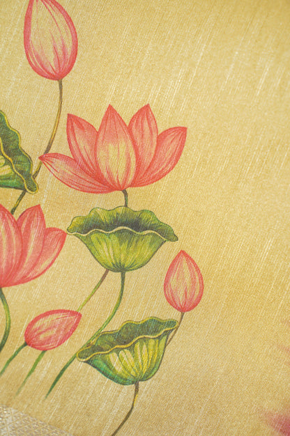 UTSAV BANARAS 296: Soft Pastel Yellow Banarasi Raw Silk Saree with Patola print Palla