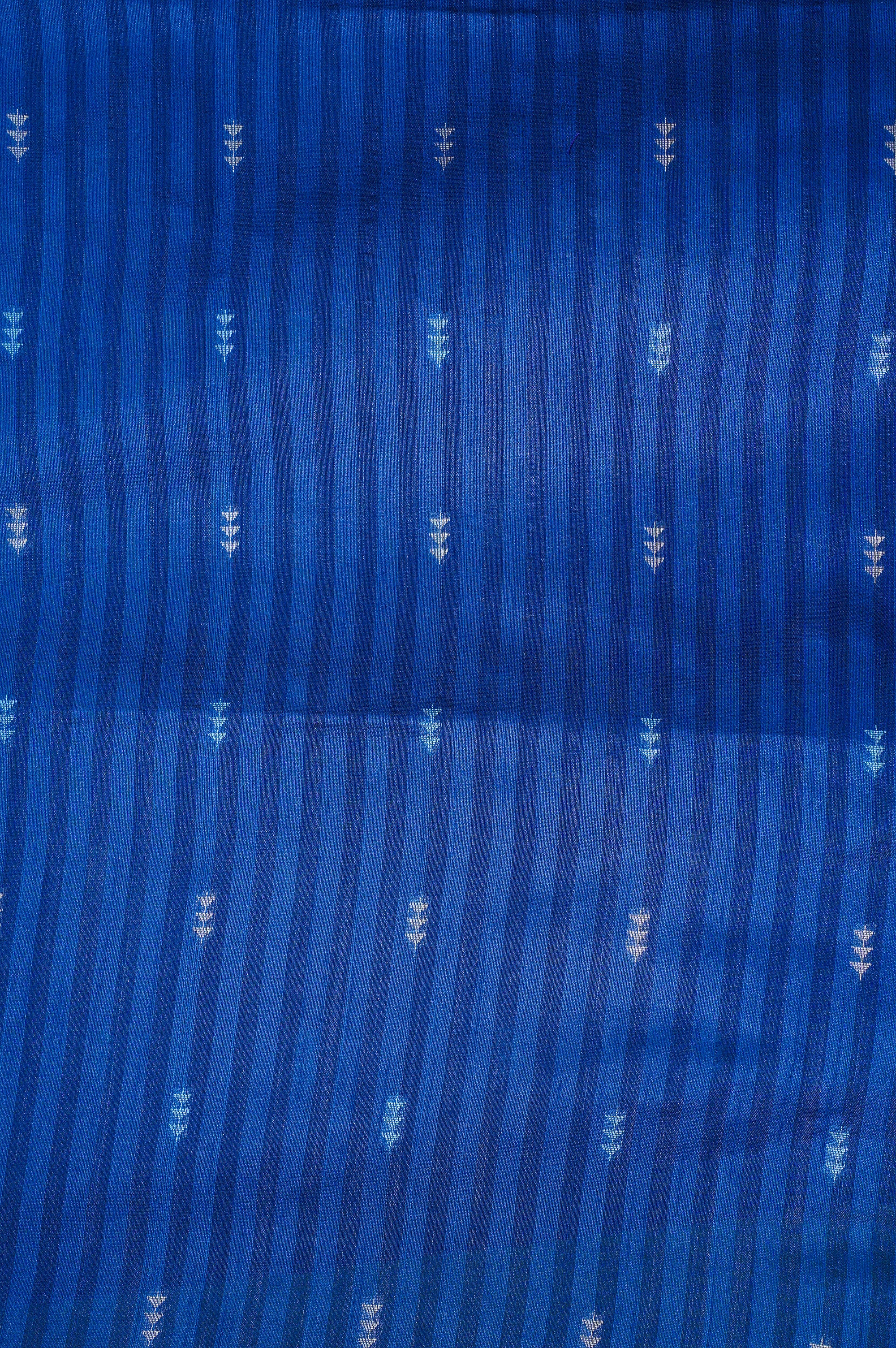 UTSAV BANARAS 212: Rich Deep Blue Banarasi Raw Silk Saree with All-Over Buti &amp; Zari-Thread Woven Palla