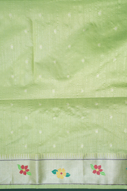 "UTSAV BANARAS 209" Light Green Banarasi Paithani Silk Saree With Peacock Motif