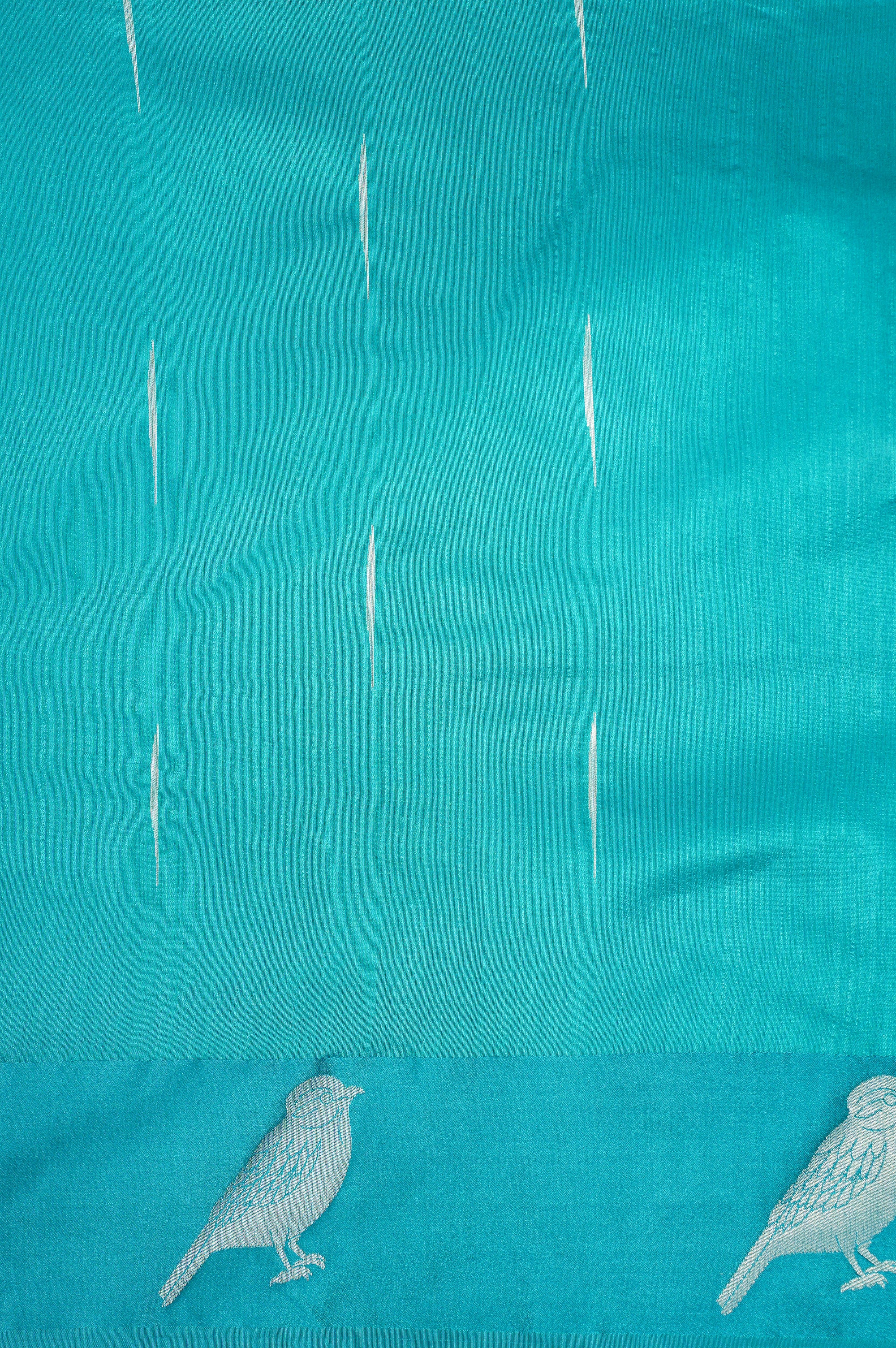 UTSAV BANARAS 215: Sea Green Banarasi Raw Silk Saree Elegant Bird Motif Weave