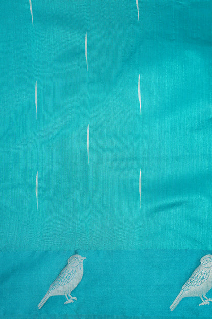 UTSAV BANARAS 215: Sea Green Banarasi Raw Silk Saree Elegant Bird Motif Weave