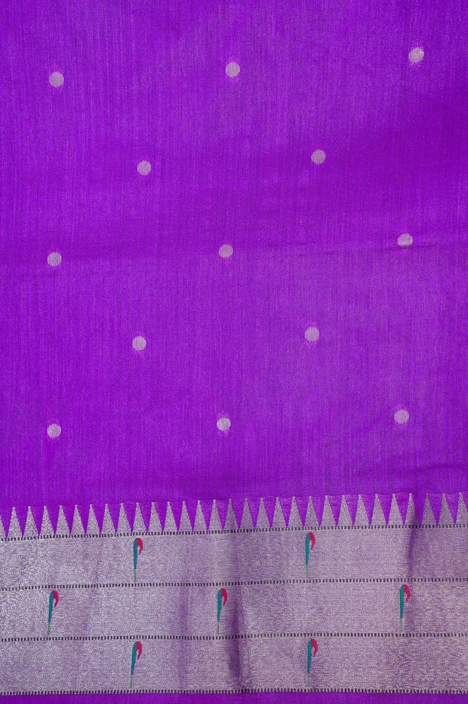 "UTSAV BANARAS 201: Magenta Banarasi Paithani Silk Saree With Peacock Motif
