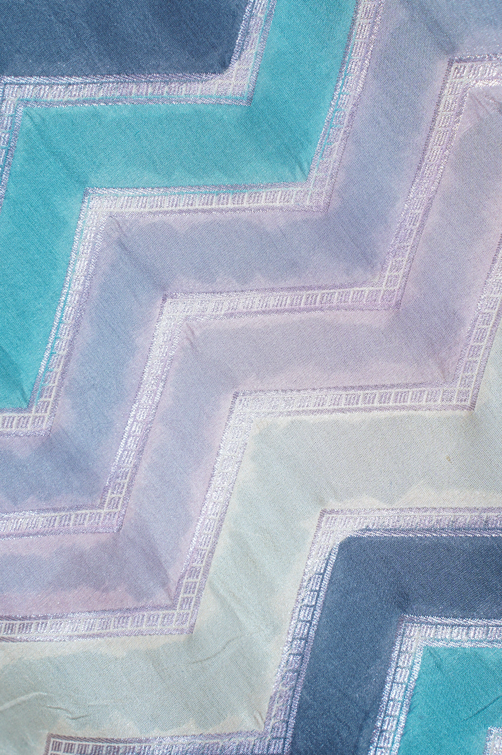 Founder Choice 025: Celebrity Choice Pure Silk Rangkat Zig-Zag Saree with Silver Zari Border &amp; Palla | Silk Mark Certified