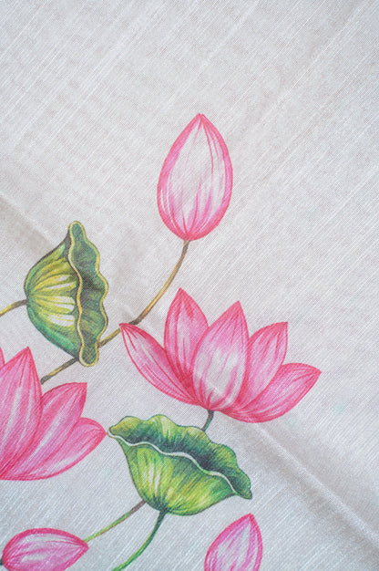 UTSAV BANARAS 297: Pearl White Banarasi Raw Silk Saree with Patola Print Palla