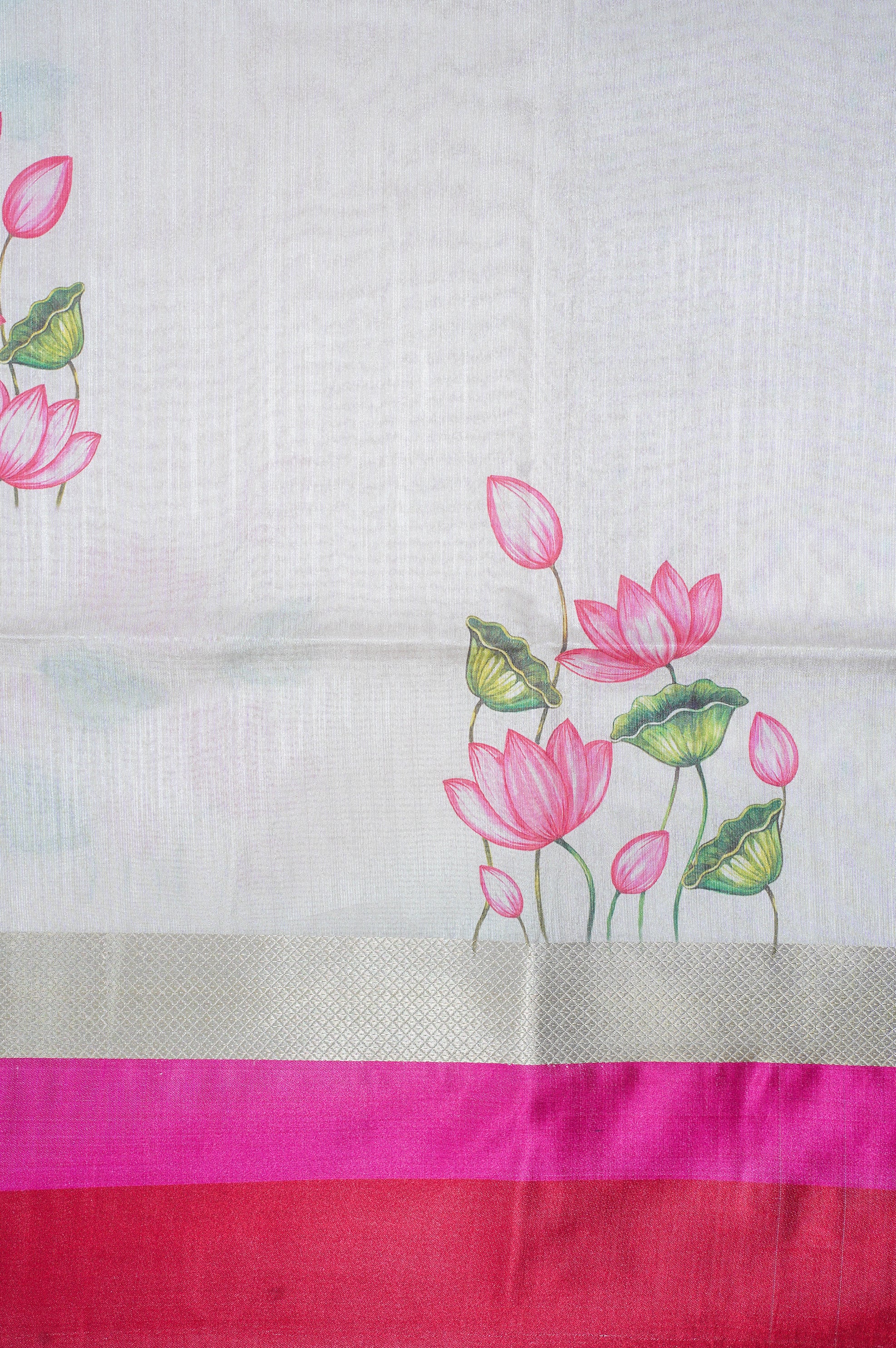 UTSAV BANARAS 297: Pearl White Banarasi Raw Silk Saree with Patola Print Palla