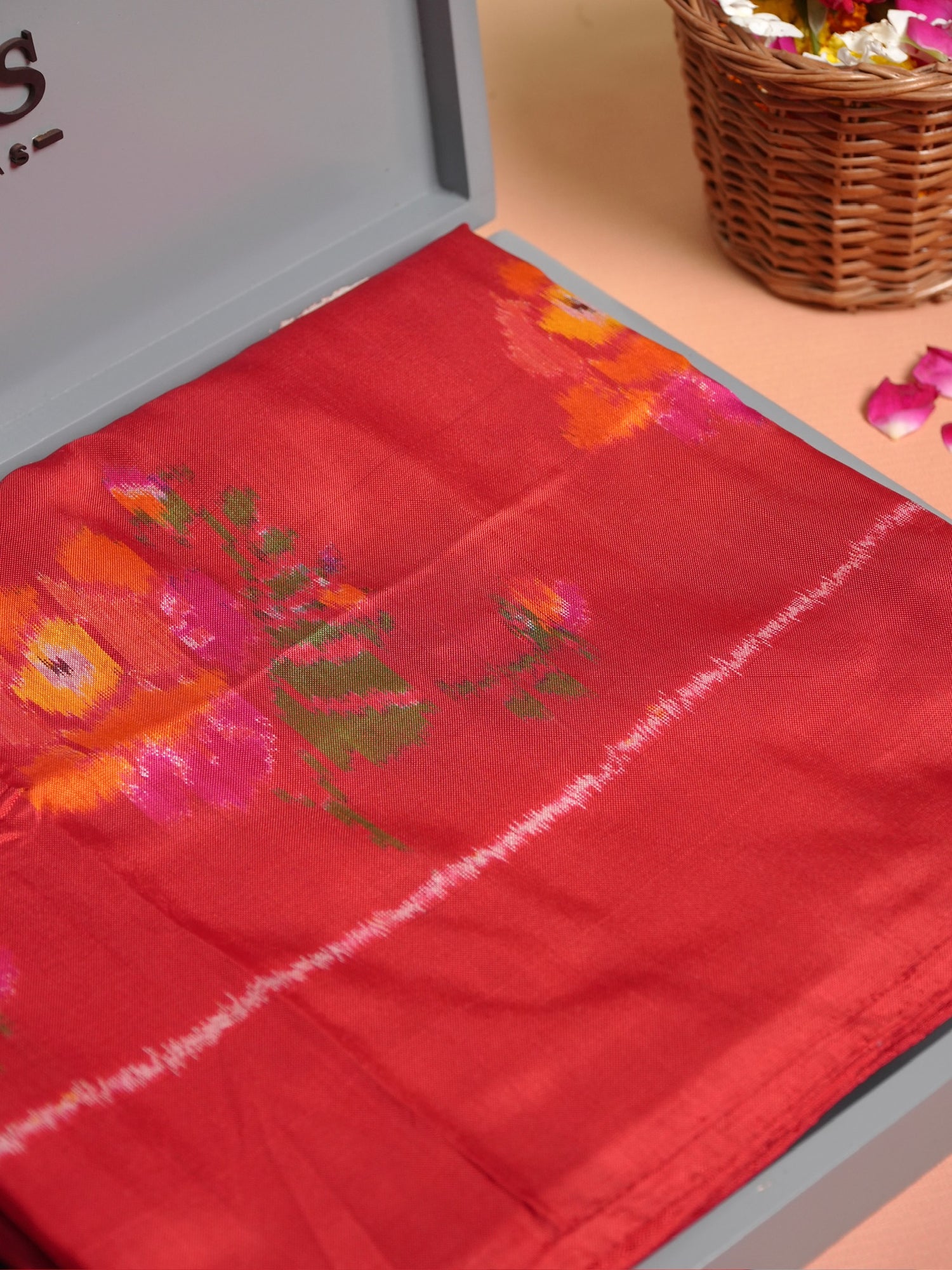 Founder Choice 070: Pure Katan Patola Ikkat Handloom Silk Saree in Dulhan Red
