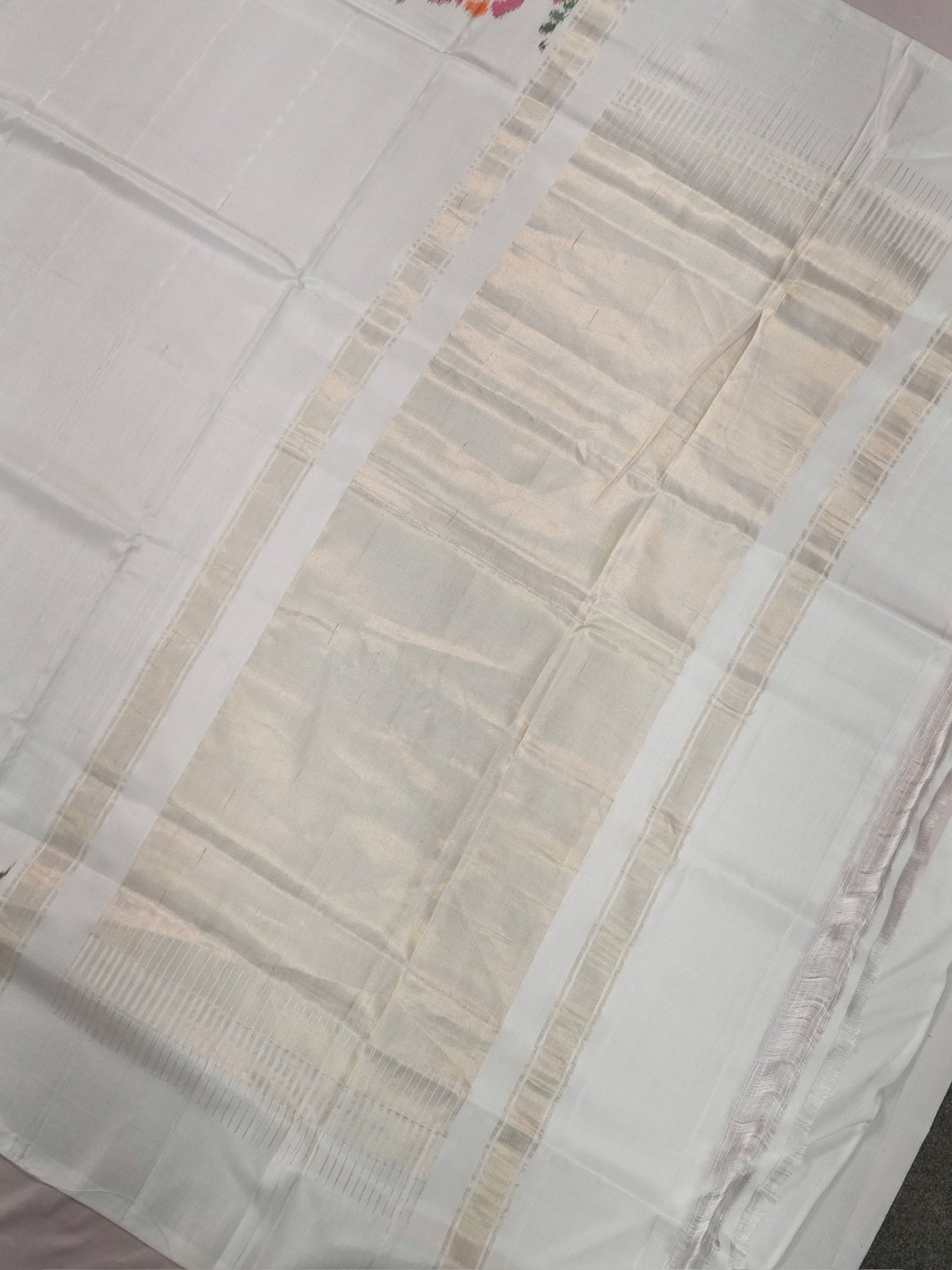 Founder Choice 074: Pure Katan Patola Ikkat Handloom Silk Saree in Pearl White