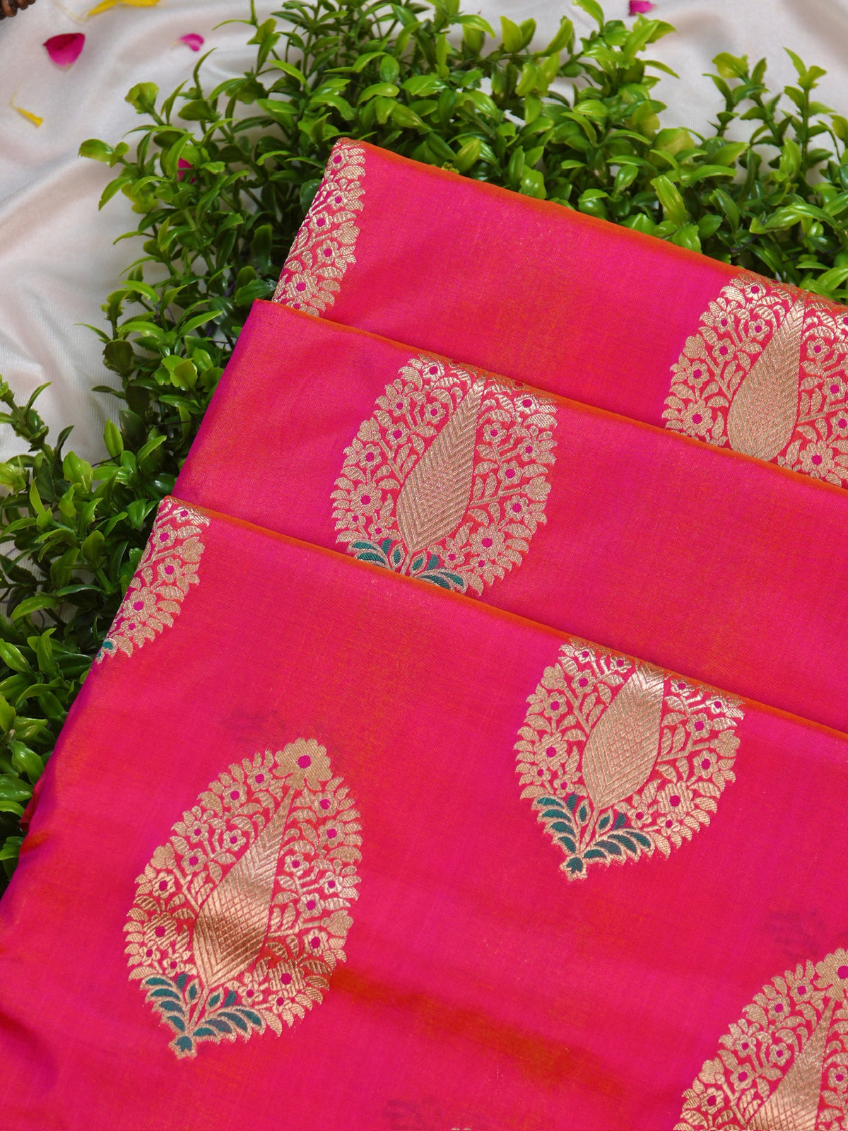 VIRASAT 03B: Peach Dual Tone Pure Handloom Katan Silk Meenakari Celebrity Inspired Abeer Buta Saree