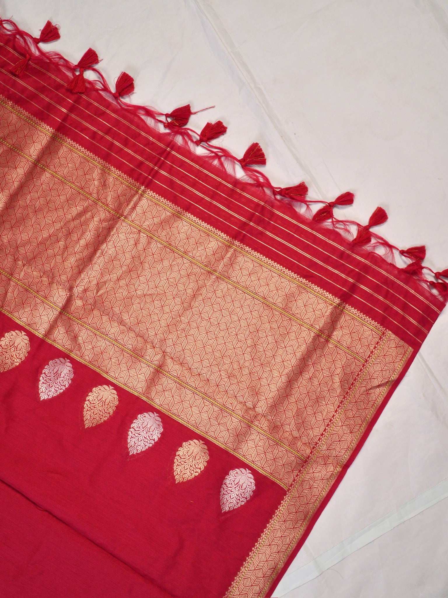 MANSI 177: Royal Red Soft Silk Sona Rupa Zari Suit Set