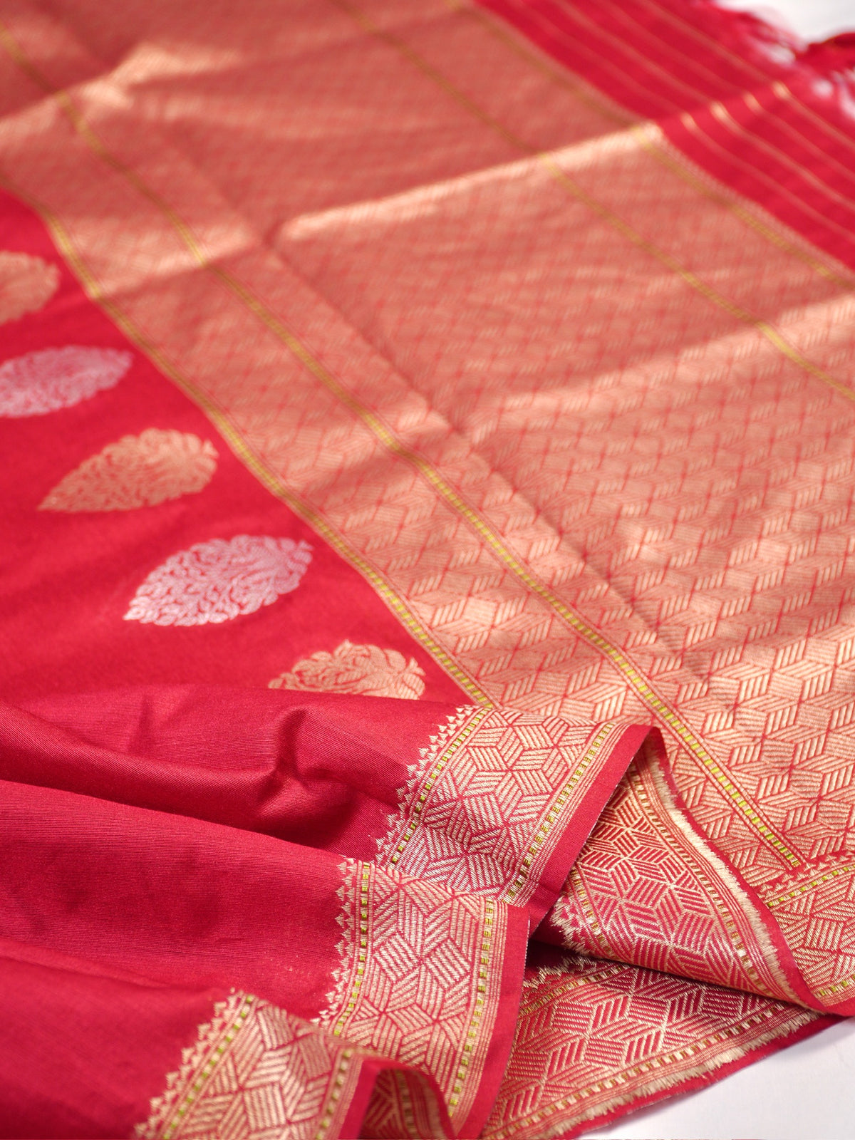 MANSI 177: Royal Red Soft Silk Sona Rupa Zari Suit Set