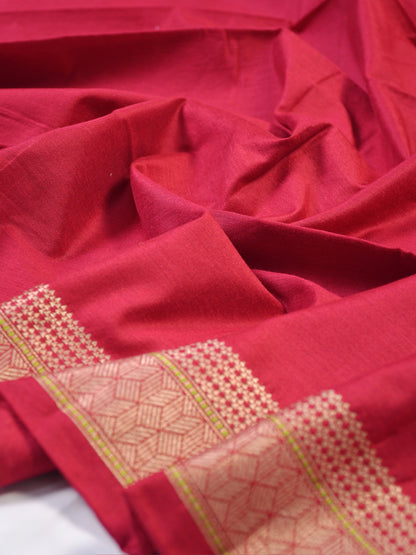 MANSI 177: Royal Red Soft Silk Sona Rupa Zari Suit Set