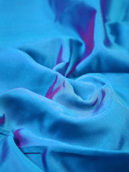 MANSI 178C: Steel Blue Banarasi Silk Suit Set with Soft Kalamkari Dupatta