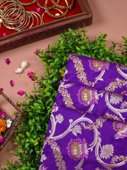 VIRASAT 426: Pure Handloom Kadwa Katan Silk Saree – Royal Purple | Silk Mark Certified | Celebrity Choice