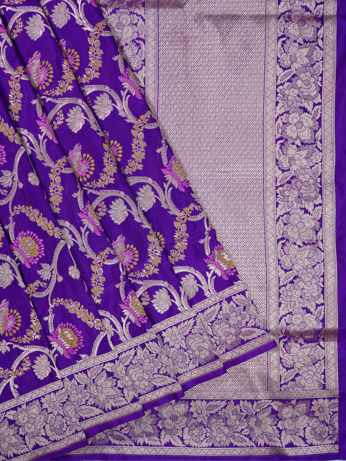 VIRASAT 426: Pure Handloom Kadwa Katan Silk Saree – Royal Purple | Silk Mark Certified | Celebrity Choice