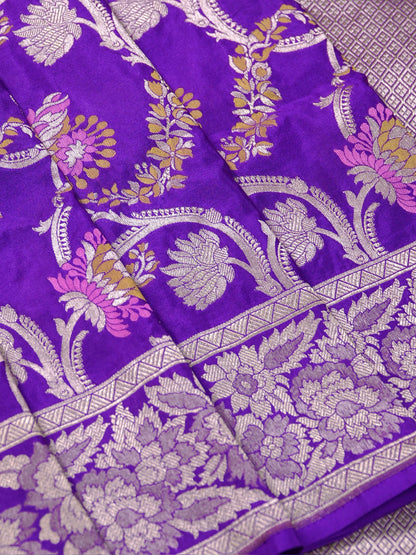 VIRASAT 426: Pure Handloom Kadwa Katan Silk Saree – Royal Purple | Silk Mark Certified | Celebrity Choice
