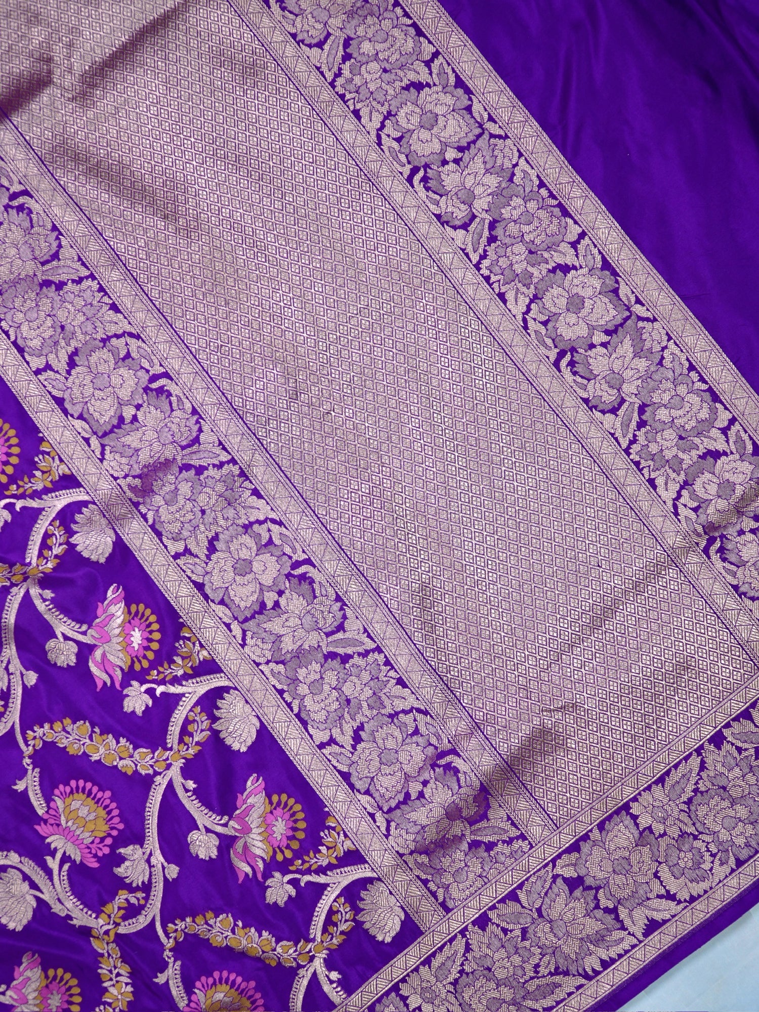 VIRASAT 426: Pure Handloom Kadwa Katan Silk Saree – Royal Purple | Silk Mark Certified | Celebrity Choice
