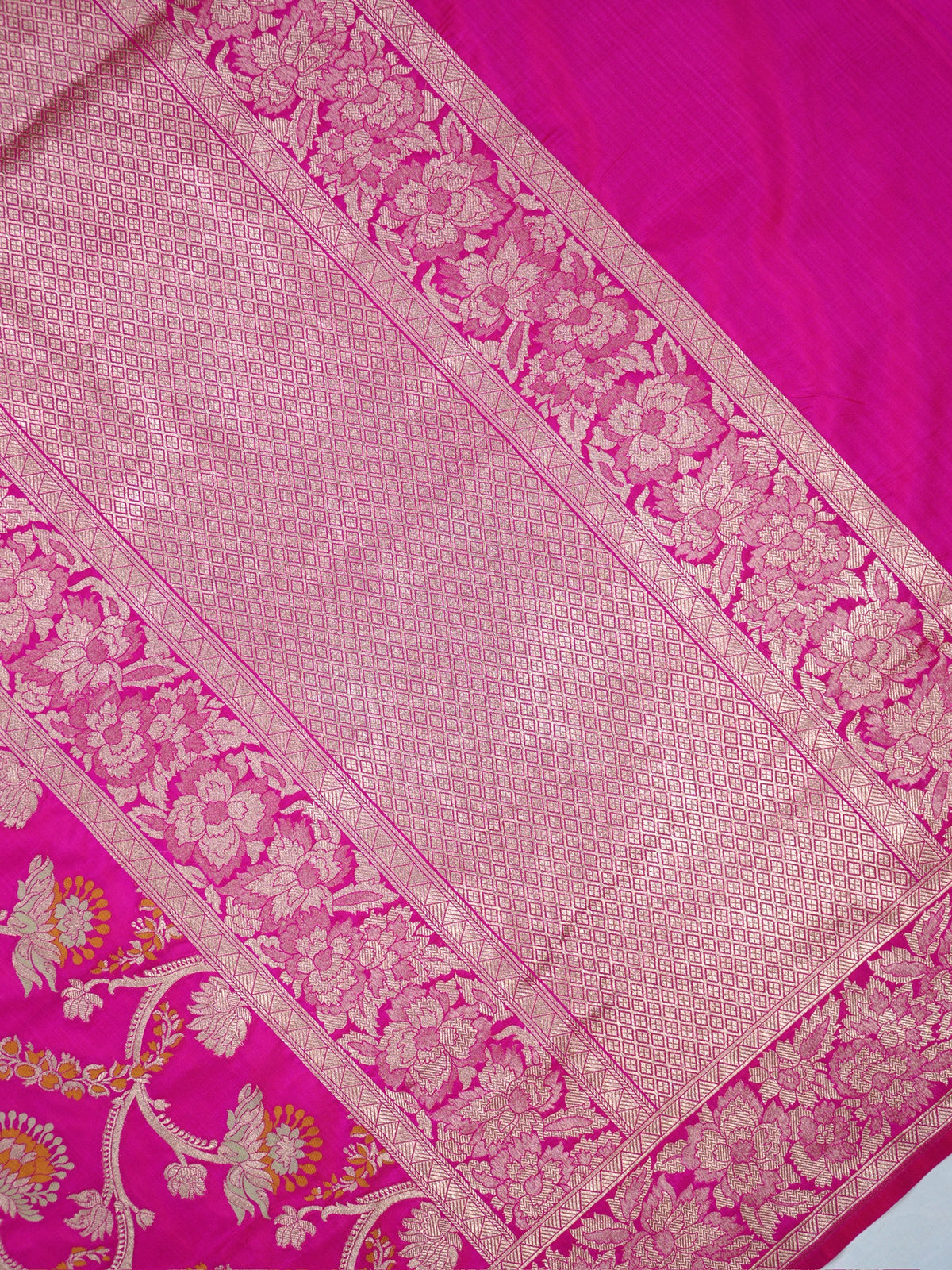 VIRASAT 426A: Pure Handloom Kadwa Katan Silk Saree Hot Pink | Silk Mark Certified | Celebrity Choice