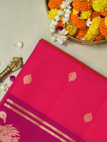 UTSAV BANARAS 500: Fuchsia Pink Banarasi Soft Silk Meenakari Zari Saree