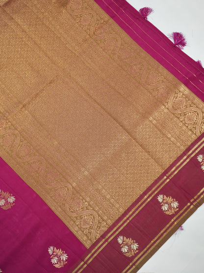 UTSAV BANARAS 494: Wine Purple Banarasi Soft Silk Meenakari Zari Saree