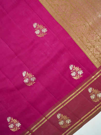 UTSAV BANARAS 494: Wine Purple Banarasi Soft Silk Meenakari Zari Saree
