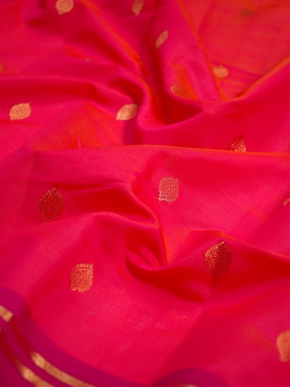 UTSAV BANARAS 500: Fuchsia Pink Banarasi Soft Silk Meenakari Zari Saree