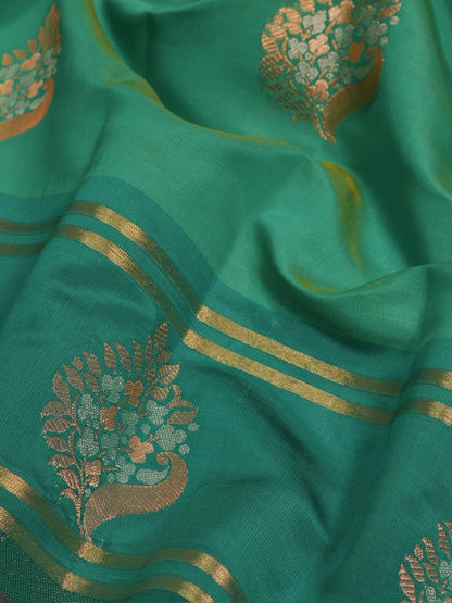 UTSAV BANARAS 499: Rama Green Banarasi Soft Silk Meenakari Zari Saree