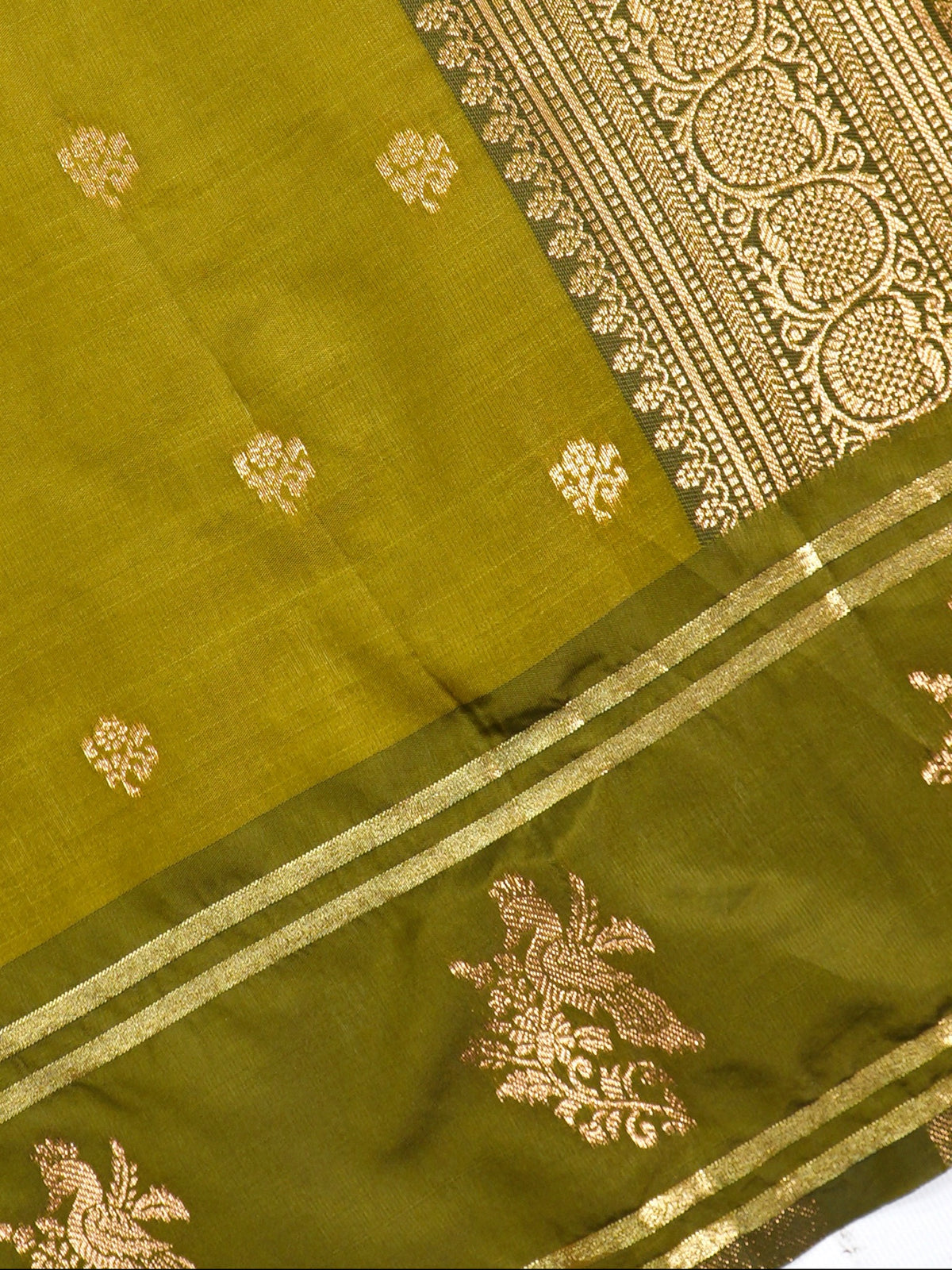 UTSAV BANARAS 501: Sage Green Banarasi Soft Silk Meenakari Zari Saree