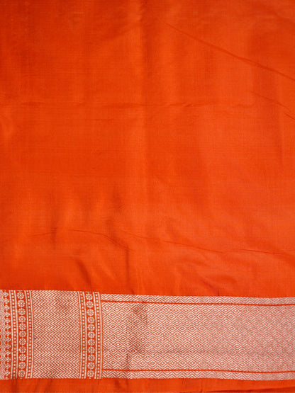 VIRASAT 03C: Sunhara Orange Pure Handloom Katan Silk Meenakari Celebrity Inspired Abeer Buta Saree