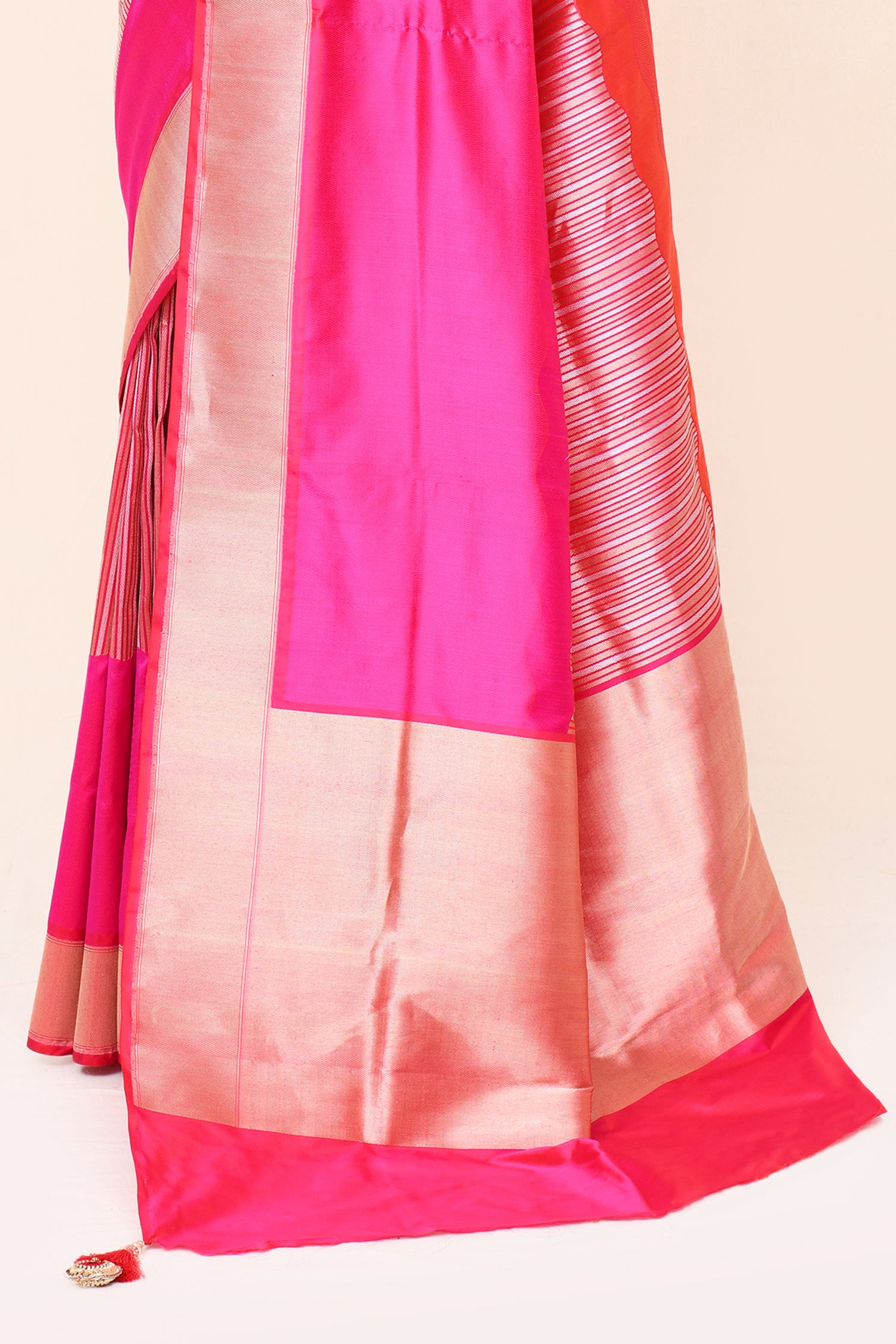 "VIRASAT 004" Coral Orange Banarasi Pure Katan Silk Handloom Saree