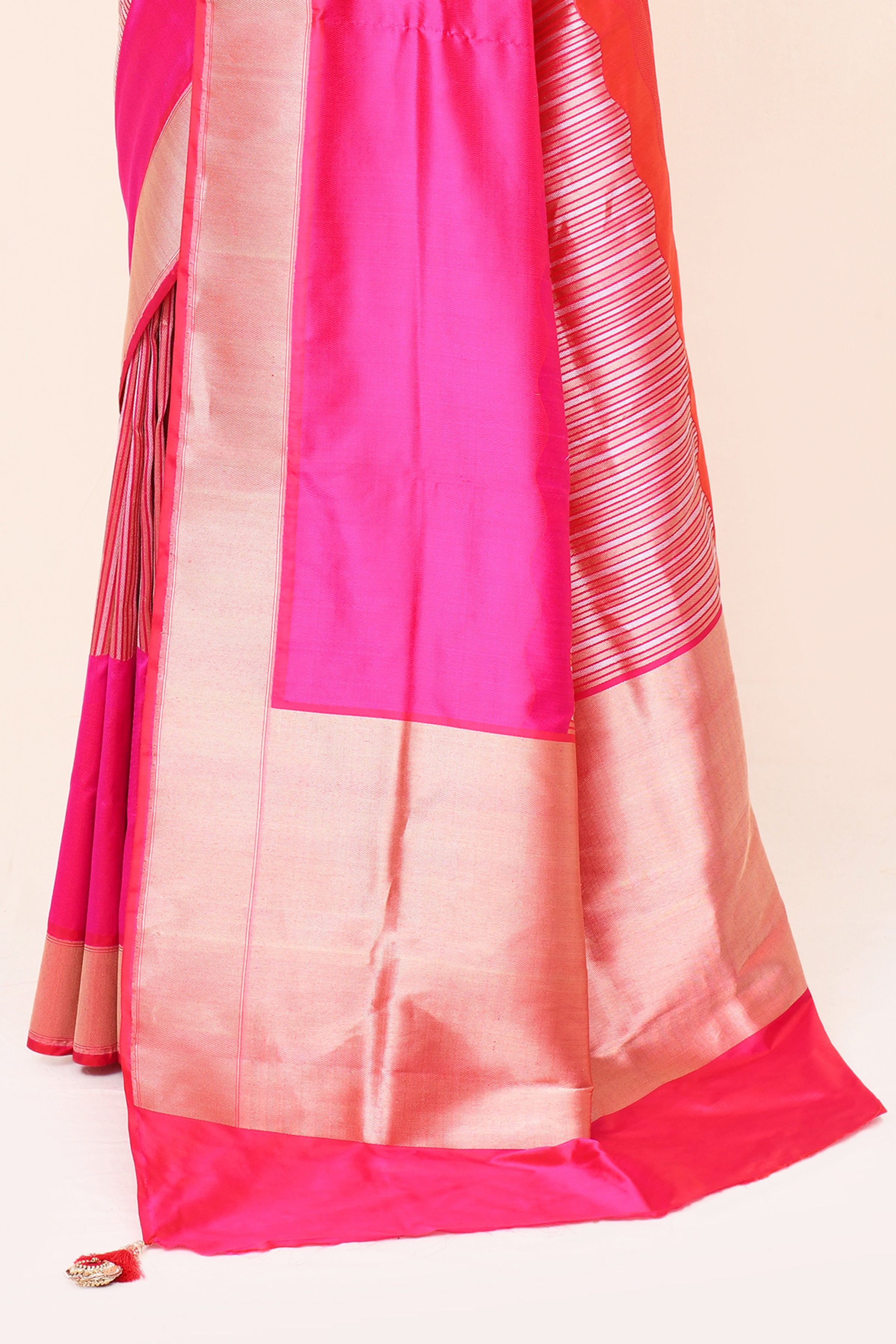 "VIRASAT 004" Coral Orange Banarasi Pure Katan Silk Handloom Saree