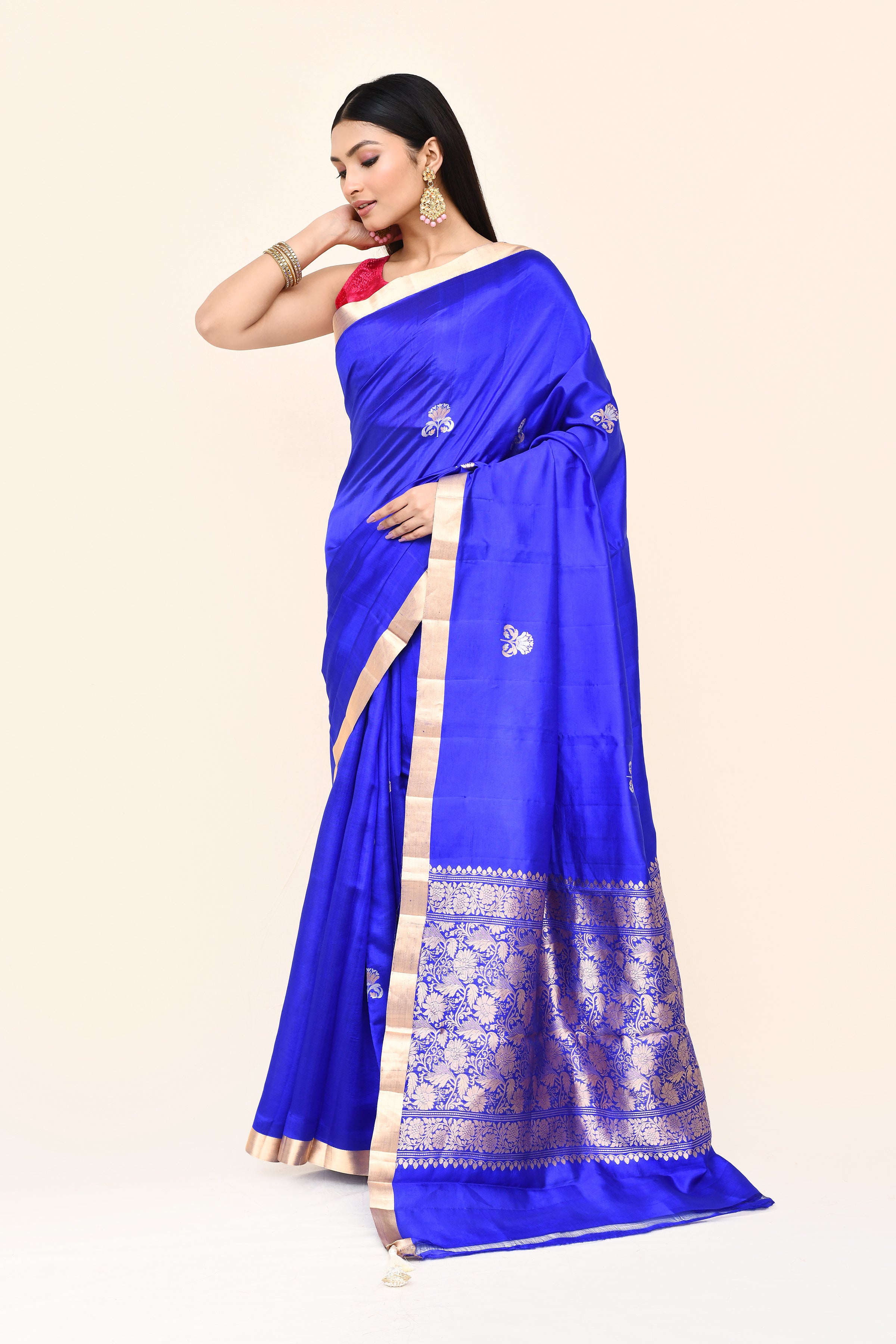 "SILK BANARAS 054" Pure Katan Silk Saree With Kadua buta