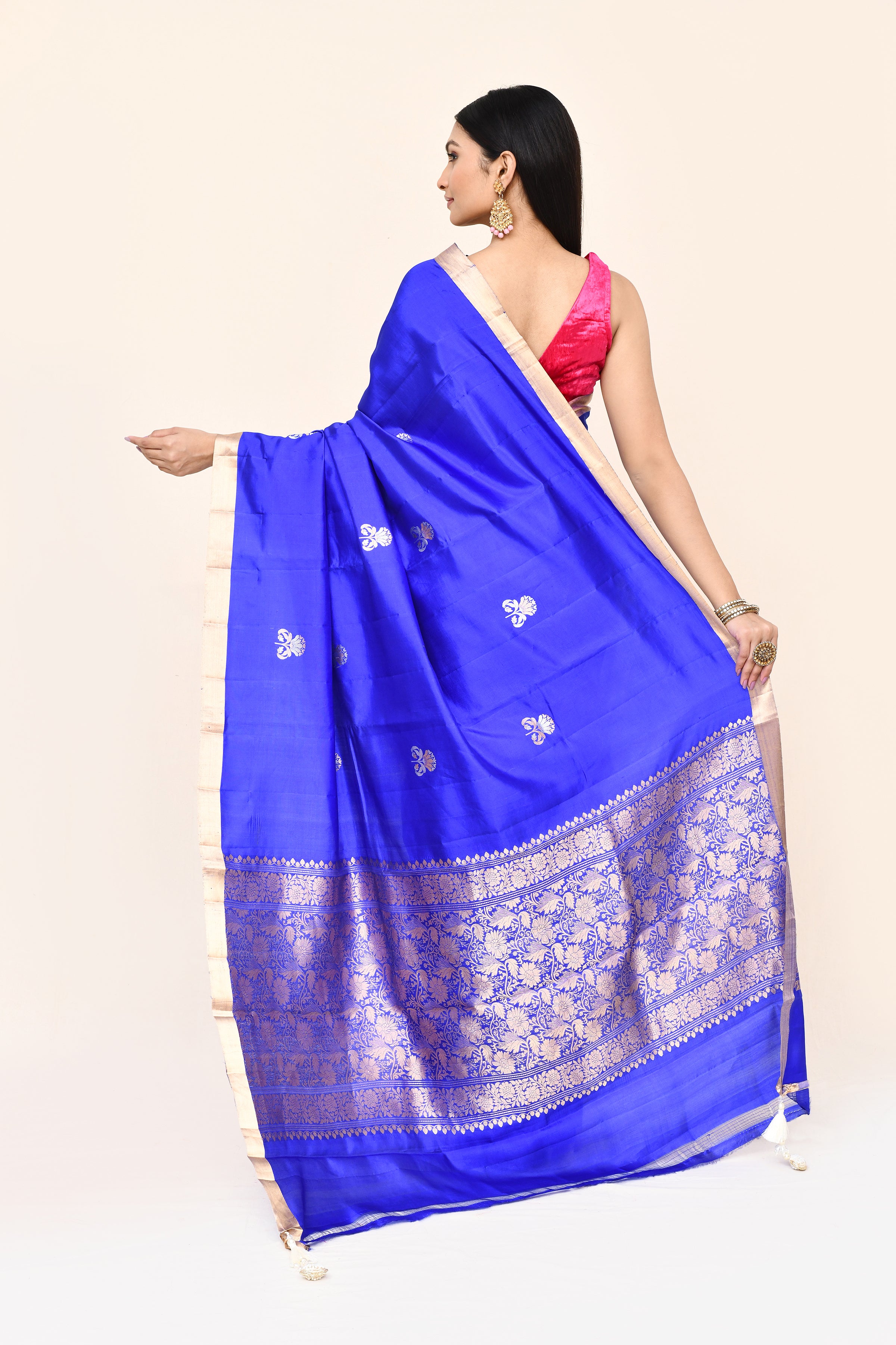 "SILK BANARAS 054" Pure Katan Silk Saree With Kadua buta