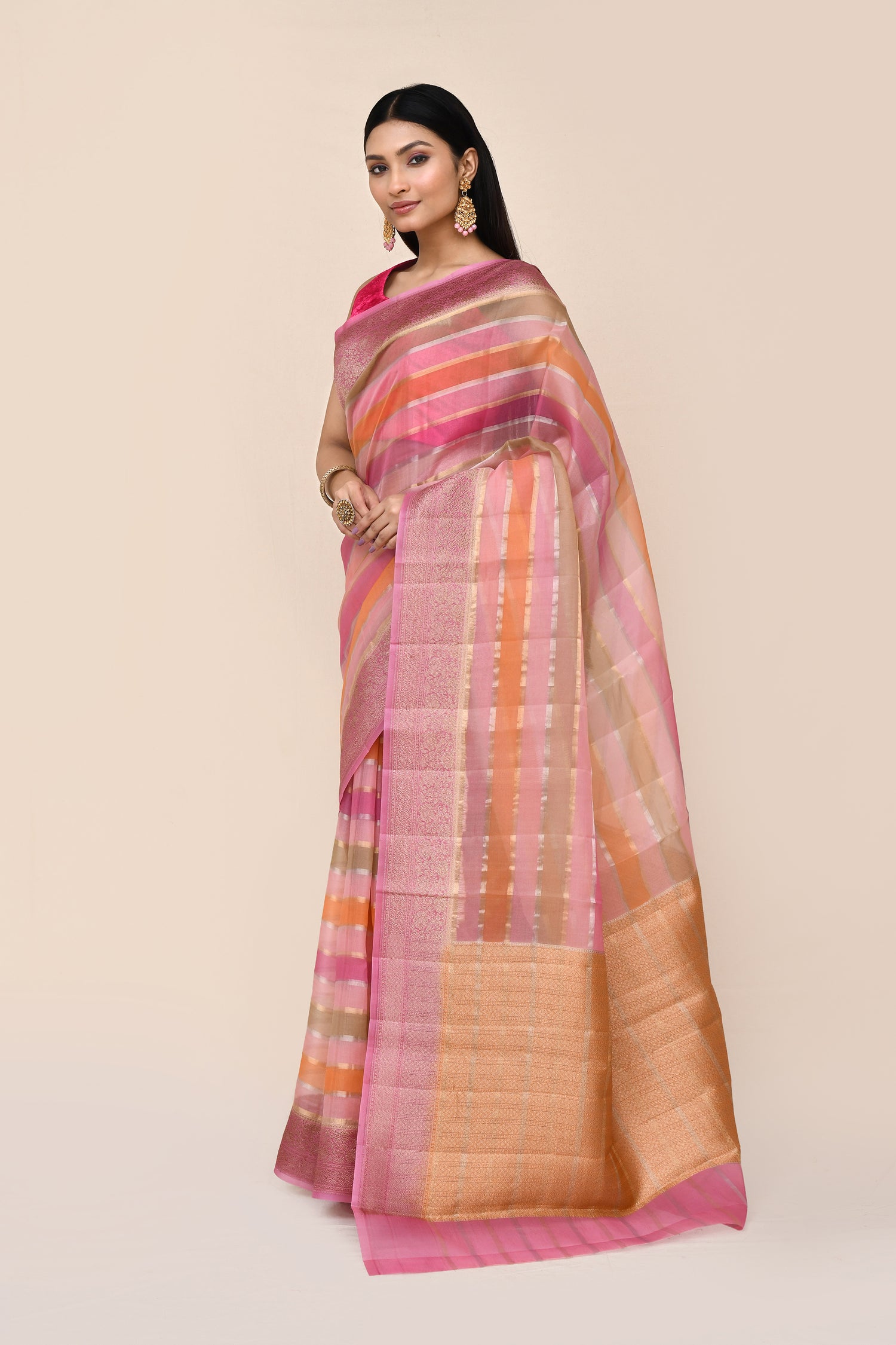 "SILK BANARAS 058" Pure Handloom Kora Silk Saree
