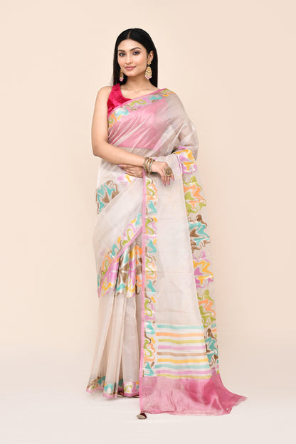 Vajra Pure Tissue Silk Saree With Centre Rangkat Pattern