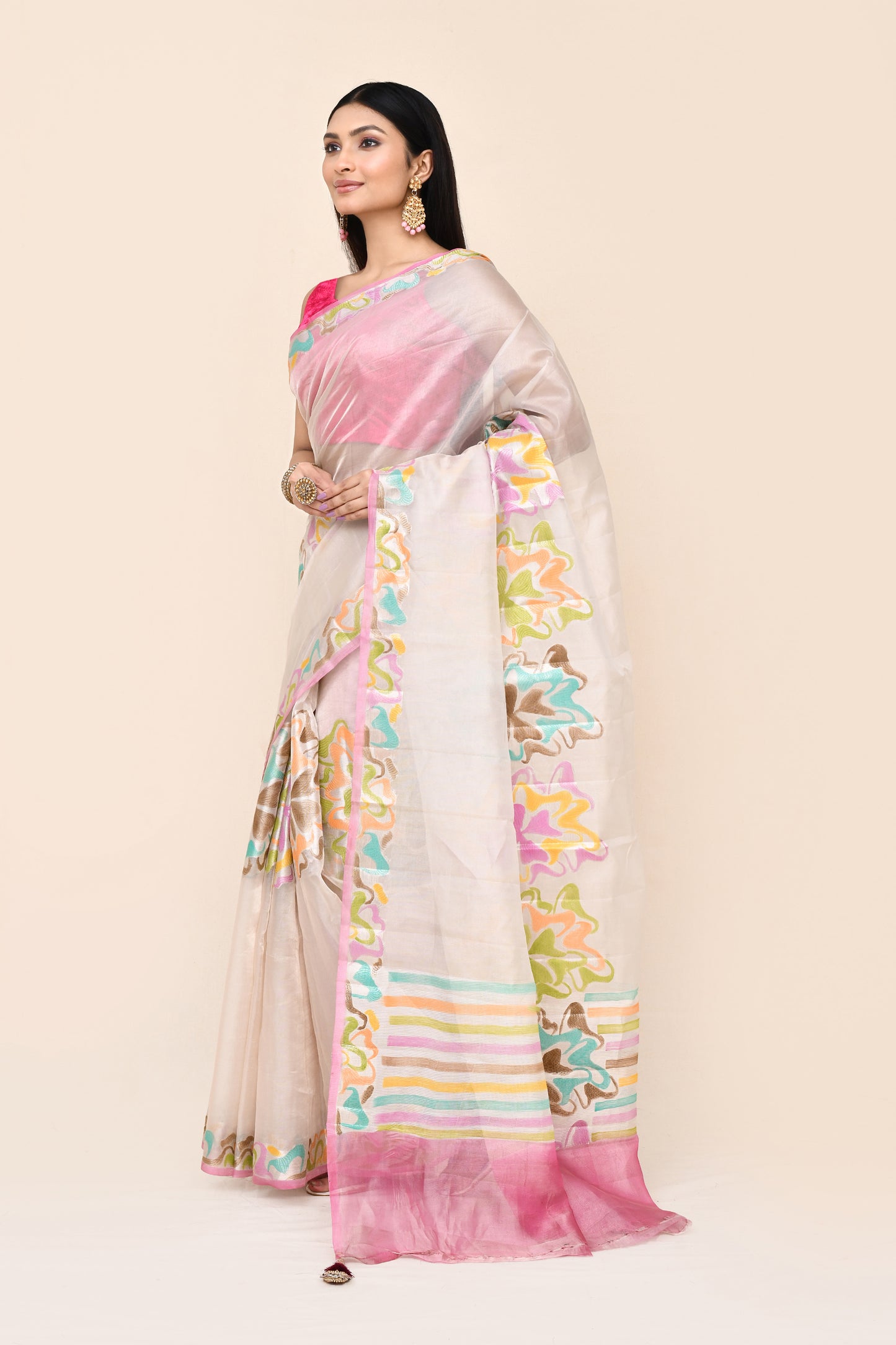 Vajra Pure Tissue Silk Saree With Centre Rangkat Pattern