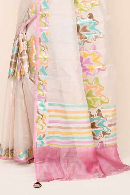 Vajra Pure Tissue Silk Saree With Centre Rangkat Pattern