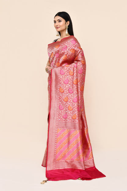 Mahapunya Pure Banarasi Silk Handloom Saree With Meenakari Work