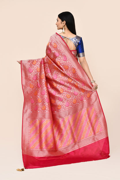 Mahapunya Pure Banarasi Silk Handloom Saree With Meenakari Work