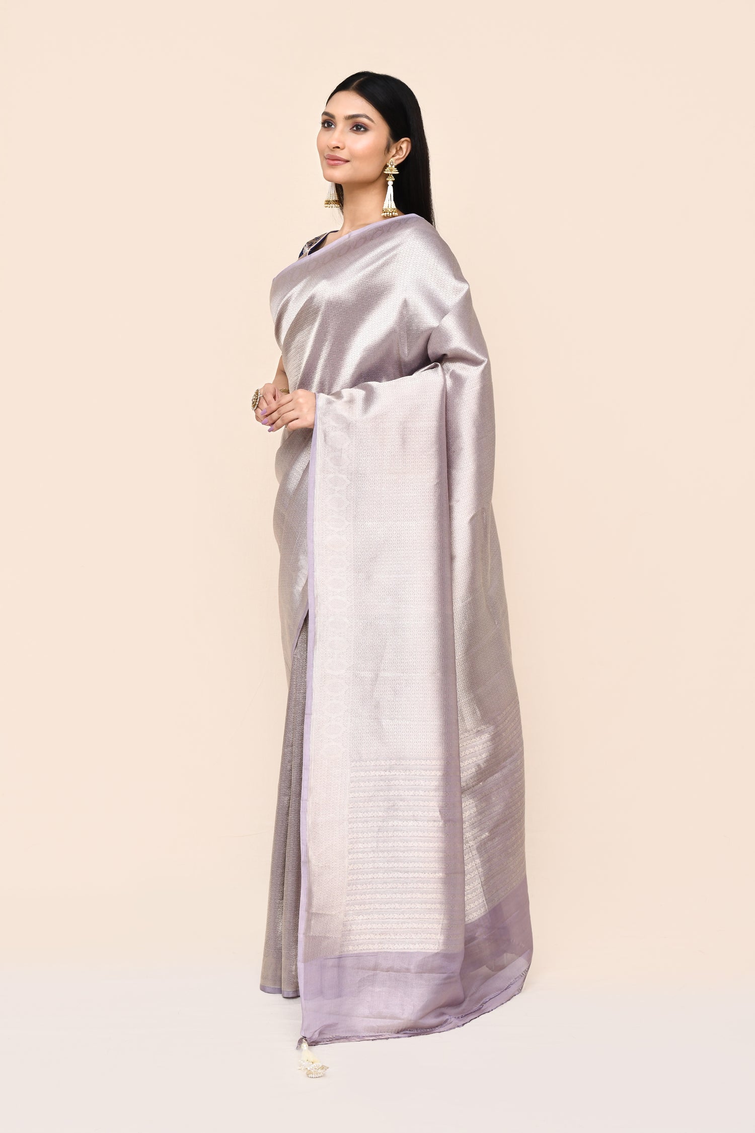 "VIRASAT 177" Crystal Pink Pure Silk Tissue Brocade Saree