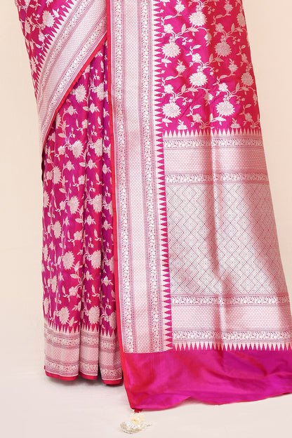 "VIRASAT 182" Salmon Pink Pure Banarasi Katan Uppada Saree