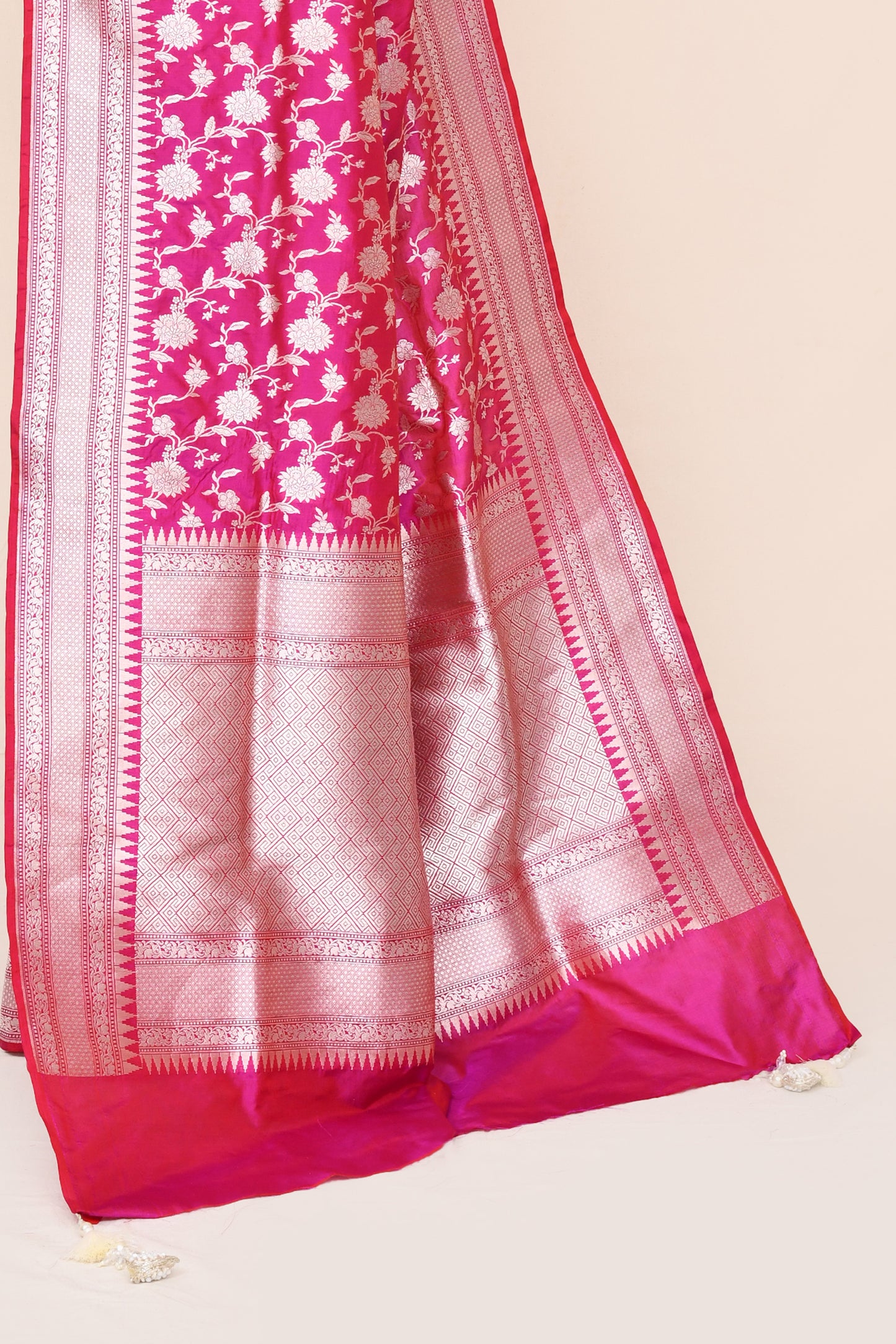 "VIRASAT 182" Salmon Pink Pure Banarasi Katan Uppada Saree