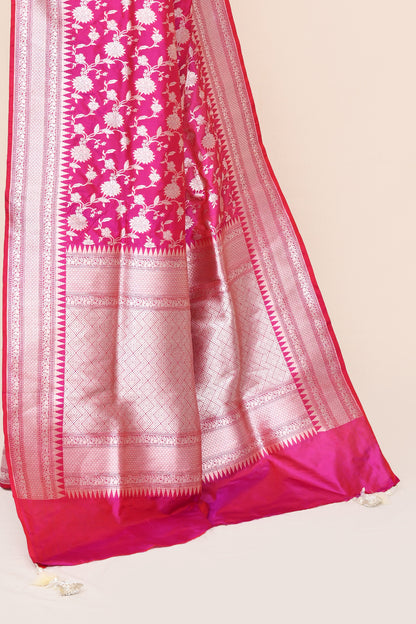 "VIRASAT 182" Salmon Pink Pure Banarasi Katan Uppada Saree