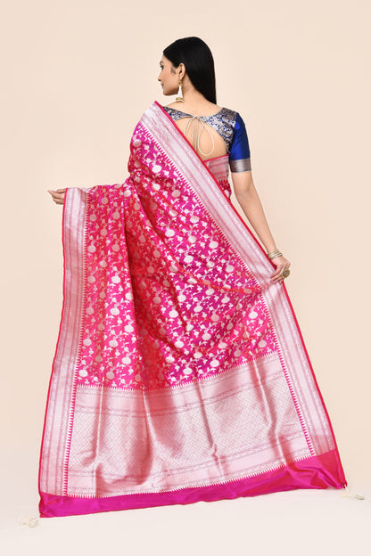 "VIRASAT 182" Salmon Pink Pure Banarasi Katan Uppada Saree