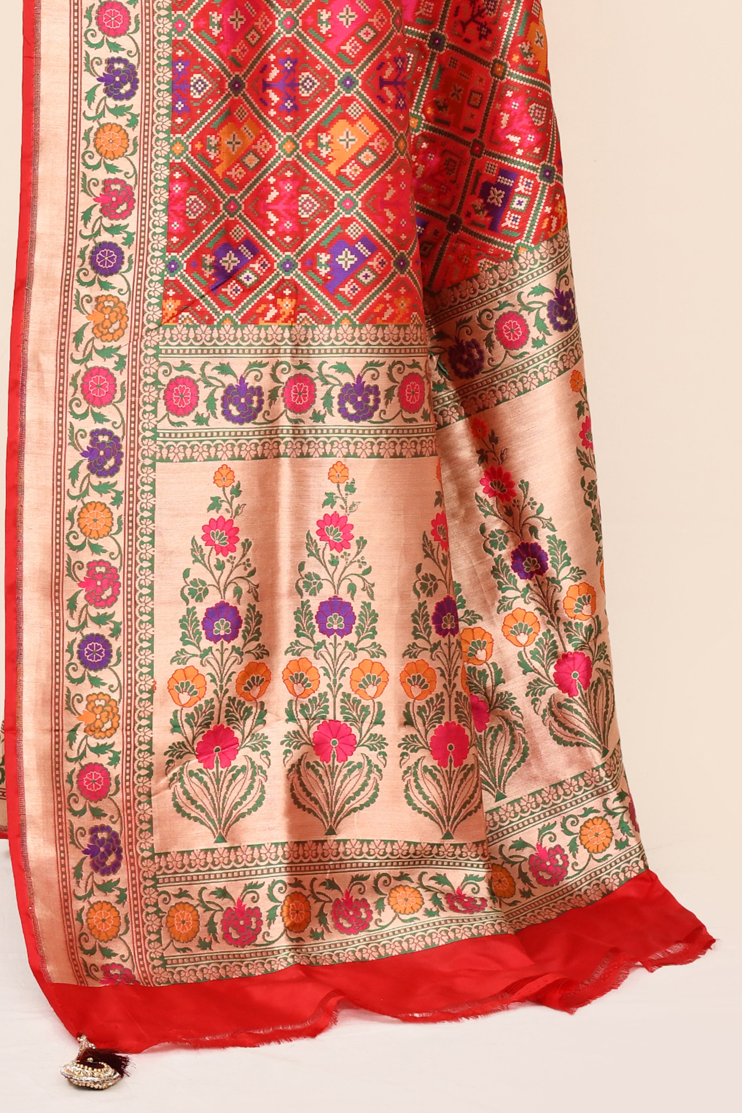 "VIRASAT 172" Red Pure Banarasi Ikkat Patola Saree