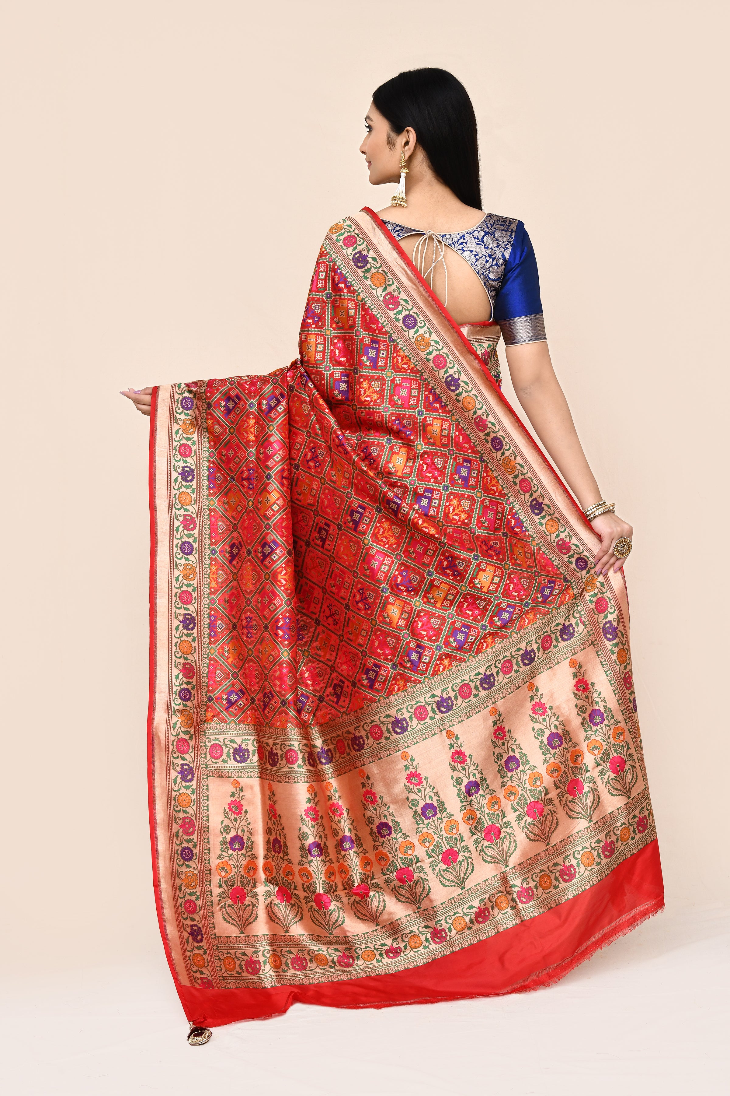 "VIRASAT 172" Red Pure Banarasi Ikkat Patola Saree
